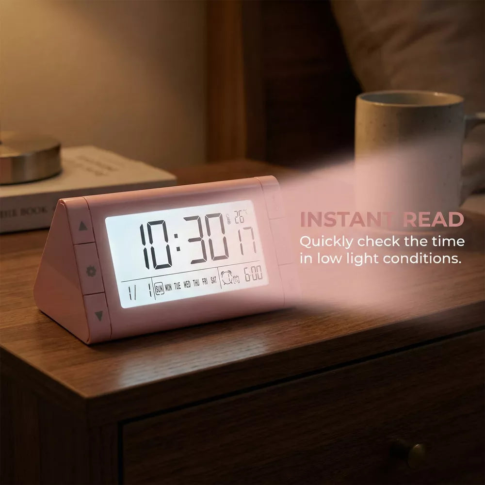 Large Display Digital Alarm Clock with Triple Alarms and Temperature Readout