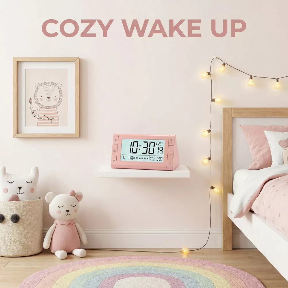 Large Display Digital Alarm Clock with Triple Alarms and Temperature Readout